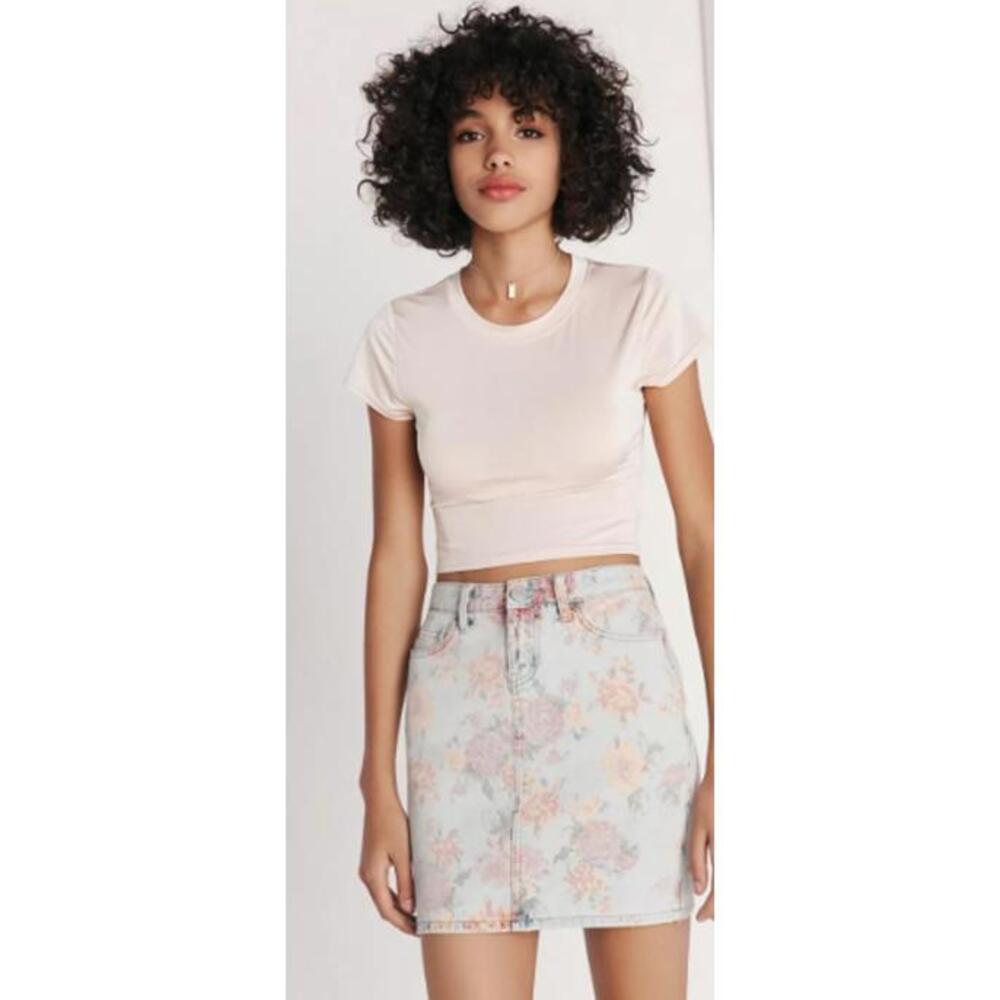 BDG by Urban Outfitters Pastel Floral Print Denim Mini Skirt -Size - Small
